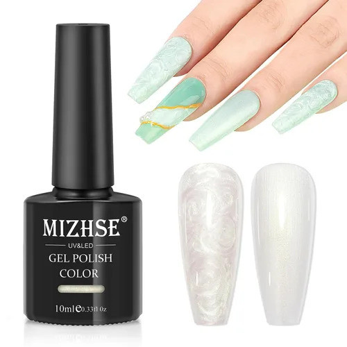 Miniatura 12 de MIZHSE Esmalte de uñas de gel con brillantina, esmalte de uñas de gel plateado brillante con diamantes, esmalte de gel reflectante con purpurina