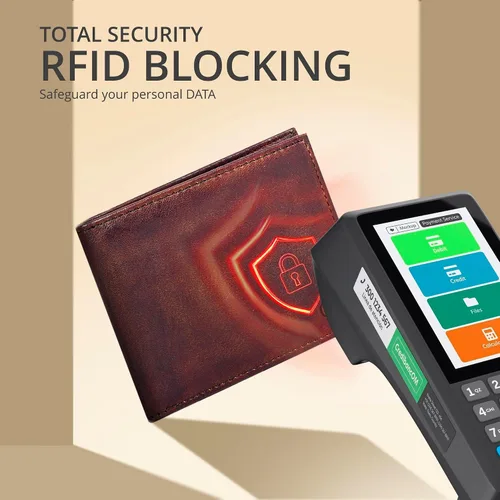 Miniatura 5 de Carteras RFID delgadas para hombres - Cartera de bolsillo frontal de piel genuina