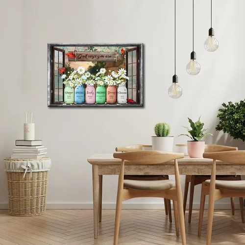 Miniatura 7 de Lienzo enmarcado con texto en inglés "God Says You Are Inspirationa", arte para pared, versículos de la Biblia, decoración de pared, póster