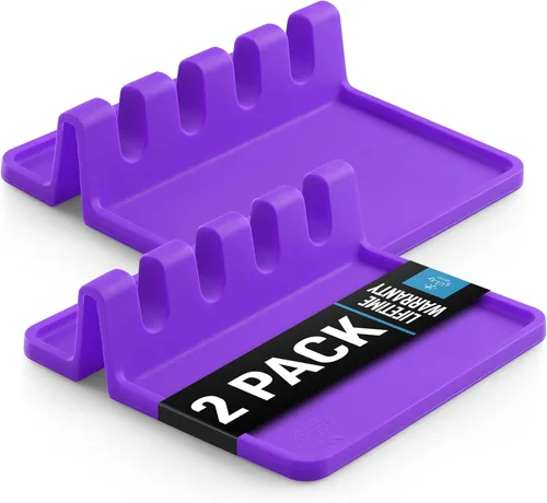 Miniatura 25 de Zulay - Soporte extragrande de silicona con bandeja antigoteo para múltiples utensilios de cocina, reposacucharas resistente al calor y sin BPA