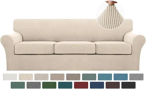 Miniatura 62 de Turquoize 2 fundas para sillas de sala de estar, funda de sofá con fundas de cojín individuales, funda de muebles para sillas (silla, beige biscotti)