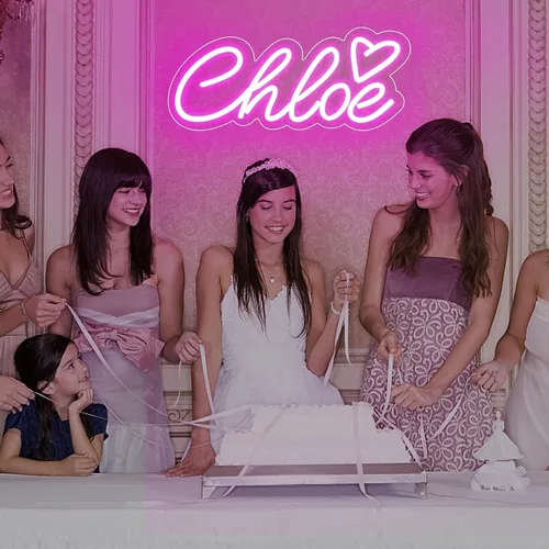Miniatura 5 de Letrero de neón grande con nombre de Chloe para decoración de pared, luz LED de neón con nombre de Chloe para dormitorio de niños, decoración