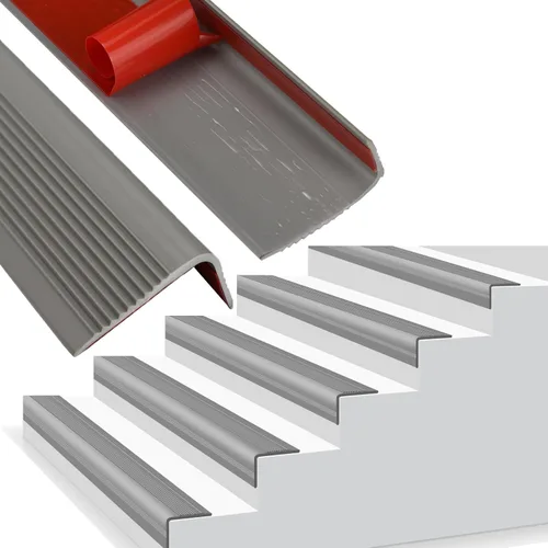 Miniatura 7 de Perfil de escalera de vinil negro con protección de borde - Moldura de nariz de escalera autoadhesiva antideslizante, moldura de nariz de escalera