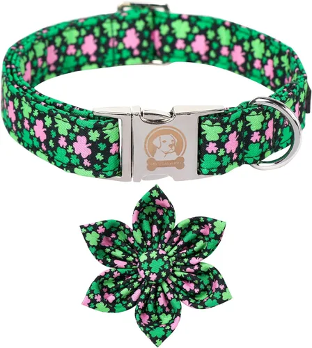 Miniatura 22 de Collar de perro negro de San Valentín con corbatín, lindo collar de mascota duradero con patrón de corazón rojo, collar ajustable para cachorros