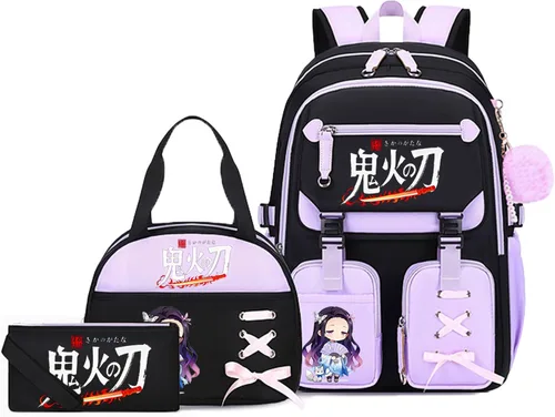 Miniatura 17 de Mochila de anime para niñas con puerto de carga USB 20L, mochila escolar para adolescentes, mochila grande para computadora portátil para viajes uso