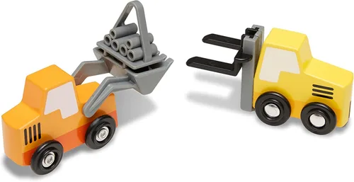 Miniatura 4 de Melissa & Doug – de madera de construcción sitio Vehículos con bandeja de almacenamiento de madera (8 Pcs)