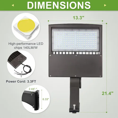 Miniatura 4 de luz LED para la calle, estacionamientos, postes, áreas exteriores, 5000k, DLC UL (café), 150.00watts, 480.00 volts 150/100/80W - (277-480V)