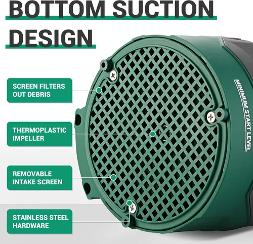 Miniatura 7 de Bomba de agua sumergible eléctrica: Tlgsmust Bomba utilitaria de 1/3 HP, bomba de agua portátil eléctrica termoplástica de 2450 GPH para eliminación