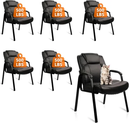 Miniatura 16 de CLATINA Big & Tall - Silla de invitados de 500 lb., sillas de recepción de oficina de cuero PU con base de trineo, silla de escritorio sin ruedas