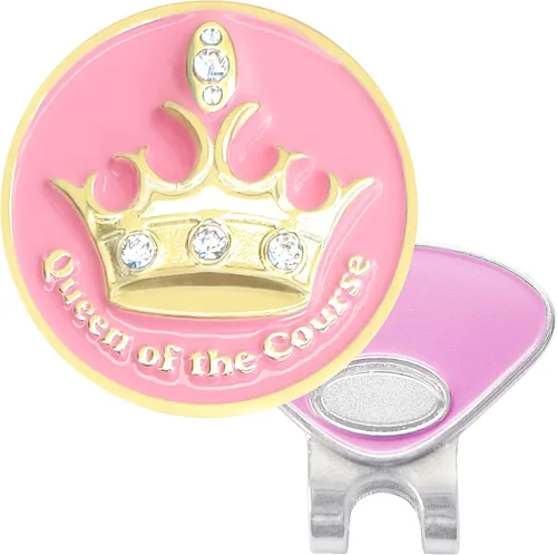 NAVIKA Queen of the Course - Marcador de pelota de golf con corona rosa con cristales austriacos, clip para sombrero incluido, accesorio de golf con