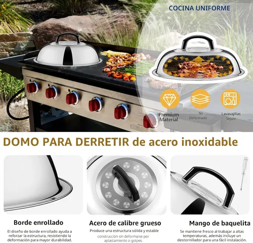 Miniatura 4 de 18 piezas de kit de accesorios para parrilla de Joyfair, juego de accesorios para parrilla de parte superior plana con prensa para hamburguesas