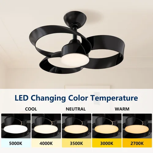 Miniatura 2 de FANX - Ventilador de techo de 22 pulgadas con luz y control remoto, motor CC silencioso, LED regulable, control reversible de 3 velocidades, fácil
