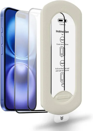 Miniatura 14 de Protector de pantalla de vidrio templado para iPhone 17 Pro con kit de alineación automática, polvo automático, grado militar 9H+ inastillable