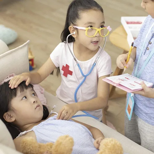 Miniatura 6 de Zcaukya - Estetoscopio para niños, paquete de 2, estetoscopio de enfermería real y funcional para juego de roles, juego de médico, azul y rosado