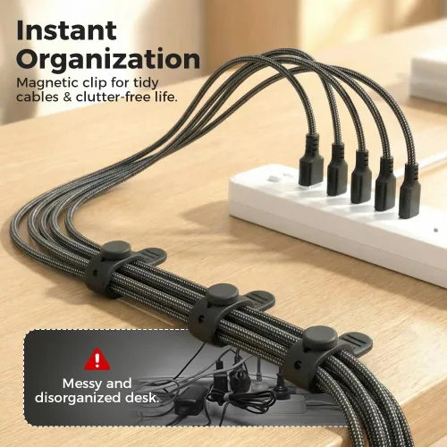 Miniatura 7 de Bridas de silicona para cables, organizador de cables y organizador de cables, bridas reutilizables para cables, auriculares, oficina y viajes