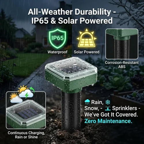 Miniatura 7 de 2026 8Pack Mole Repellent Solar Powered Sonic Gopher Repellent Stakes for Lawns,IP65 Waterproof Ultrasonic Mole Repellent for Lawns,Sonic Chipmunk