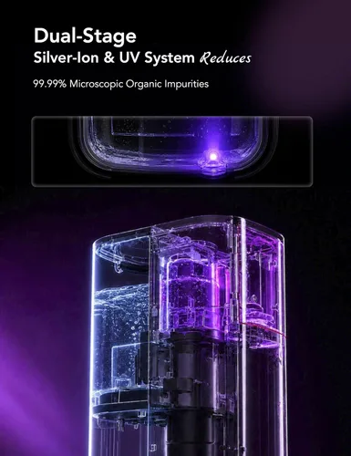 Miniatura 4 de LEYSERN Filtro de agua de ósmosis inversa de mostrador, sistema de filtración de agua RO de 5 etapas con UV, proporción pura a drenaje de 4:1, base