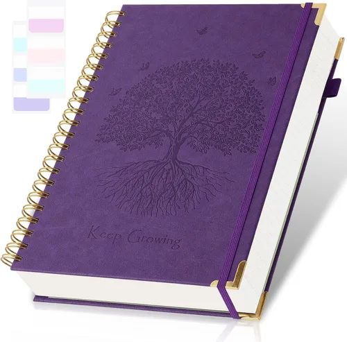 Miniatura 13 de Cuaderno de espiral, cuaderno con renglones universitarios, A5, diarios de cuero de 300 páginas para escribir, cuadernos de tapa dura de 5.7" x 8.5