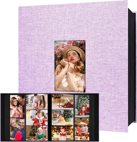 Miniatura 13 de Aevdor Álbum de fotos de 1000 bolsillos de 4 x 6 pulgadas, cubierta de lino de gran capacidad, álbumes de fotos familiares para bodas, con capacidad