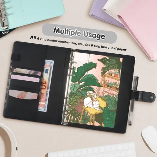 Miniatura 7 de Carpeta para tarjetas fotográficas A5 Kpop con 30 páginas de tarjetas de 4 bolsillos, 6 anillos A5 álbum coleccionador de tarjetas con 240 ranuras
