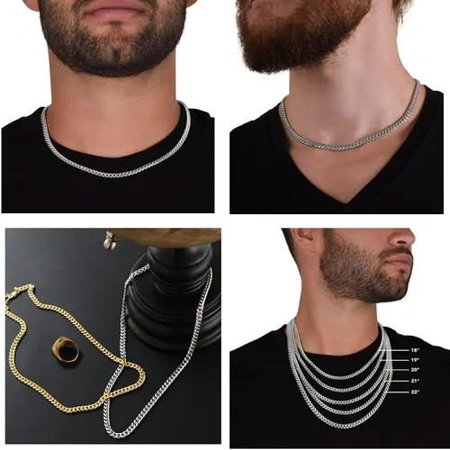 Miniatura 4 de LEO'S PRINT SHOP Regalo Para Papa de Hija Cadena Cubana Detalle Original Para Hombre Collar Con Mensaje Dedicatoria Idea Dia del Padre Cumpleaños