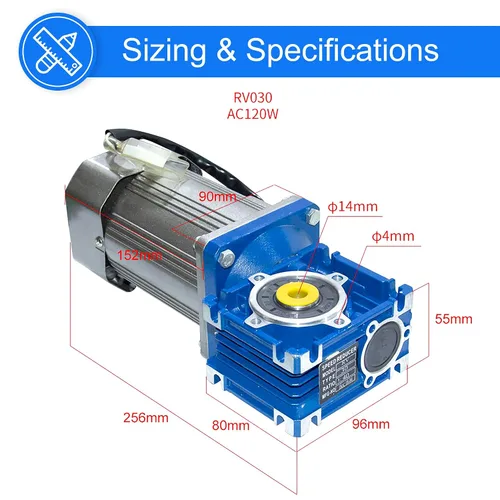 Miniatura 3 de 120W 110V 50/60HZ Motor Reductor de Engranaje de Tornillo de CA de Baja RPM 18rpm de Alto Par con Controlador de Velocidad CW CCW. Relación