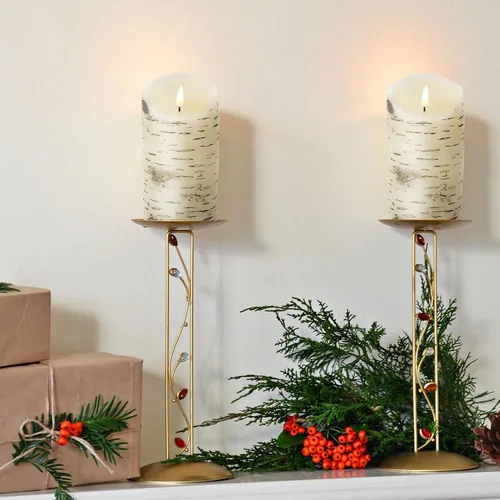 Miniatura 6 de Eywamage Velas de pilar sin llama de corteza de abedul con control remoto, velas LED rústicas parpadeantes con batería de madera, juego de 3 Parte