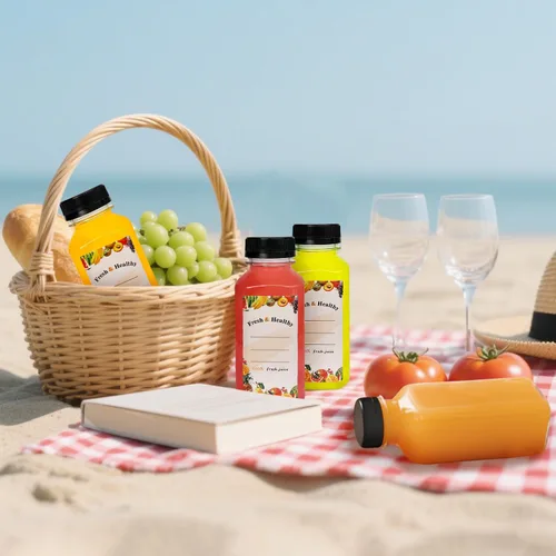 Miniatura 6 de 36 unidades de botellas de plástico de 8 onzas con tapas, botellas de jugo con tapas, recipientes reutilizables transparentes para bebidas a granel