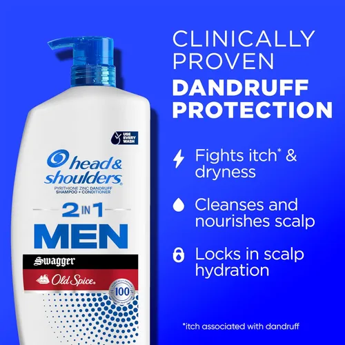 Miniatura 2 de Head & Shoulders Champú y acondicionador anticaspa para hombre con 1% de piritiona de zinc, Old Spice Swagger Paquete individual 2 en 1 para hombre
