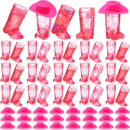 Miniatura 9 de Sieral 32 Piezas Vasos Mini Bota de Vaquero de Plástico Suministros para Fiestas de Vaquera Tazas de Plástico Occidentales para Decoraciones