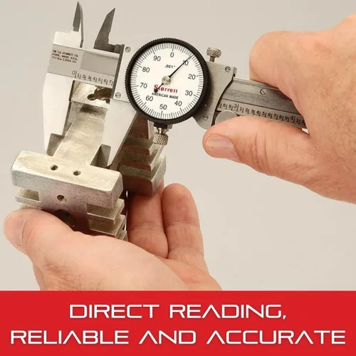 Miniatura 4 de Starrett Calibres deslizantes de dial serie 120 para una medición precisa sin estuche, cara blanca, rango de 0-9 pulgadas, graduación de .001