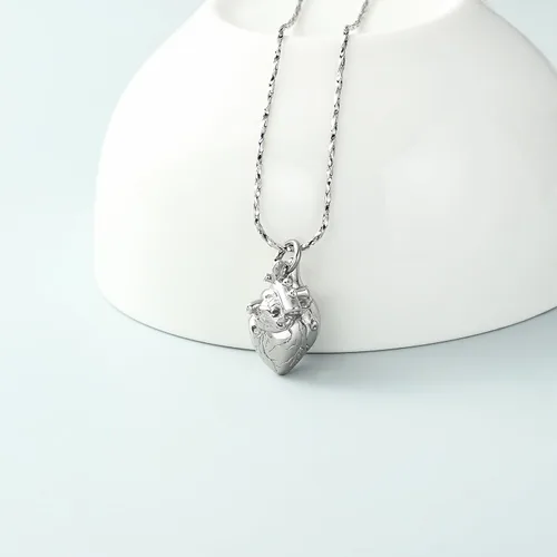 Miniatura 18 de Imrsanl Collar con colgante de joyería de cremación para cenizas – Collar anatómico de urna de corazón para cenizas – Medallones conmemorativos