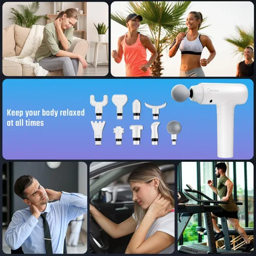 Miniatura 8 de COTSOCO - Pistola de masaje de tejido profundo, masajeador muscular, pistola de masaje para el dolor de espalda, masajeador eléctrico de mano con 20
