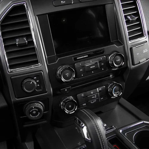 Miniatura 5 de Keptrim Para interruptores de aire acondicionado F150, perilla de CA VOL, botón de anillo para Ford F150 XLT 2015 2016 2017 2018 2019, aluminio Negro