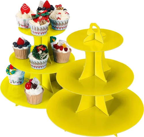 Miniatura 18 de YLDW Soporte para Cupcakes de 3 Niveles, Soporte para Pastel, Torre de Soporte para Cupcakes DIY Escalonada para Exhibiciones de Mesa de Postres