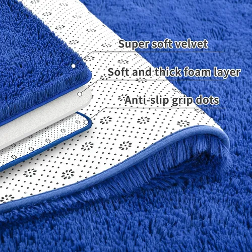 Miniatura 3 de Keeko Alfombra de Área de 3 x 5 pies para Dormitorio y Sala de Estar, Alfombra de Cabecera de Felpa Esponjosa, Alfombras Modernas para Entrada Azul