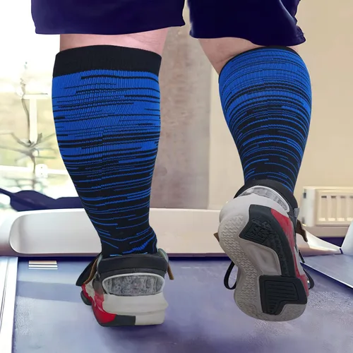 Miniatura 2 de 3 calcetines de compresión de talla grande, pantorrilla extra ancha para mujeres y hombres, talla grande, hasta la rodilla, 20-30 mmhg, circulación
