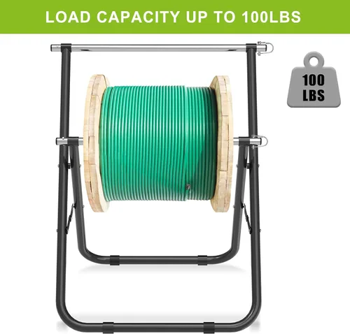 Miniatura 4 de Insaga Organizador de cables para carrete, soporte plegable de carrete de alambre portátil, capacidad de 100 libras para mantener los cables