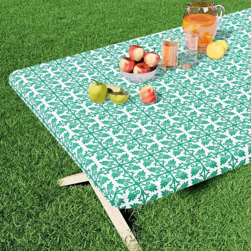 Miniatura 29 de Misaya - Mantel de vinilo rectangular, mantel elástico con respaldo de franela, 100% impermeable, cubierta de plástico para mesas plegables de 4