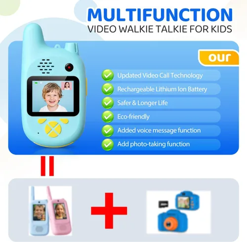 Miniatura 6 de Juguetes electrónicos para niños, video walkie-talkie y cámara, radio bidireccional de larga distancia Walkies talkies, fotos, mensajes de voz