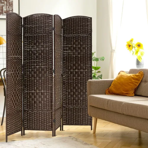 Miniatura 7 de Divisor de habitación, 4 paneles de 6 pies, divisor de privacidad plegable para interiores, pantalla de madera para hogar, oficina, restaurante