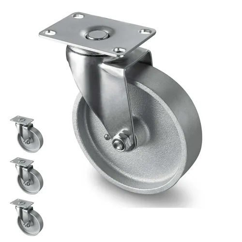 Miniatura 42 de S Ruedas industriales de 3 pulgadas, ruedas de bloqueo de hierro fundido semiacero, ruedas de placa con capacidad de 350 libras