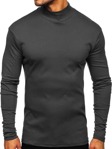 Miniatura 3 de Rela Bota Suéter de manga larga con cuello alto para hombre, diseño básico, elástico, ajustado