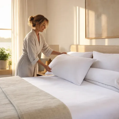Miniatura 4 de Pacific Linens Juego de 12 fundas de almohada de percal suave, de lujo, sin arrugas, mezcla de algodón Polly de 200 hilos, ropa de cama de grado