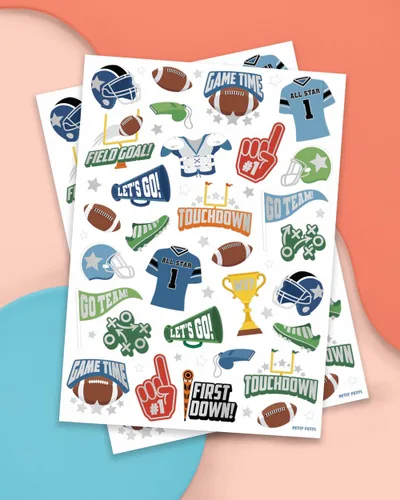 Miniatura 2 de xo, Fetti Tatuajes temporales de fútbol – 60 estilos de aluminio Fiesta de cumpleaños deportiva, suministros de fiesta de equipo de touchdown