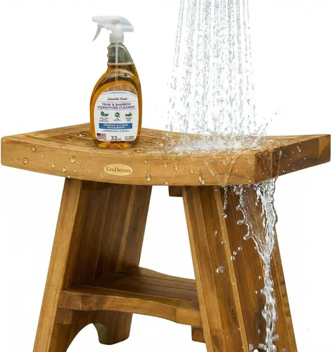 Miniatura 12 de EcoDecors Banco de Ducha de Teca de 18", Capacidad de 300 Libras – Asiento de Baño de Madera Impermeable con Estante, Asiento de Spa para Adultos