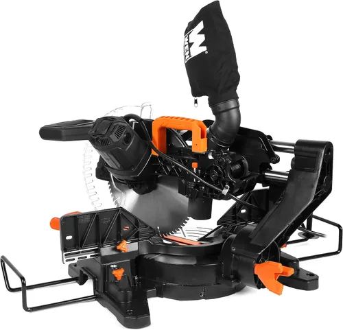 Miniatura 6 de WEN MM1215 Sierra ingletadora compuesta deslizante de doble bisel de 15 amperios y 12 pulgadas con línea de corte LED