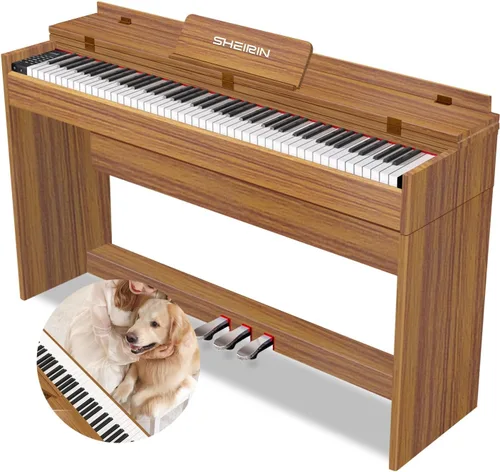 Miniatura 9 de Piano digital de 88 teclas con teclado pesado, soporte, cubierta, acción de martillo, teclado acústico eléctrico vertical de tamaño completo, pedal