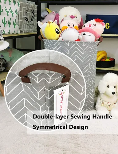 Miniatura 4 de QUEENLALA Cesta de Almacenamiento Grande, Cesto de Ropa Sucia/Baño/Decoración del Hogar/Cesto de Almacenamiento Redondo Plegable, Cesto para Niños