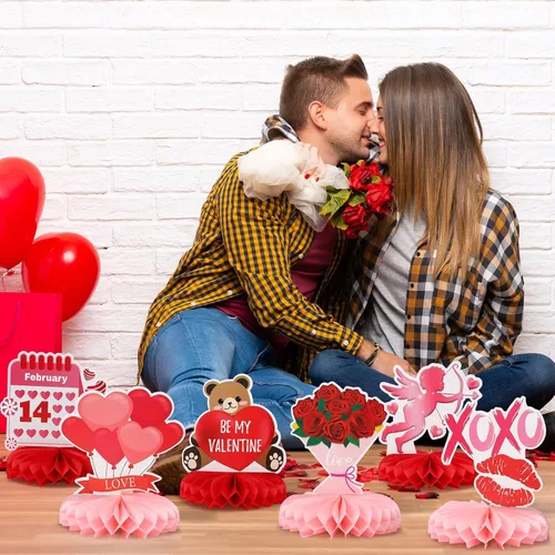 Miniatura 5 de 10 piezas de centros de mesa de panal de abeja de San Valentín para la mesa, decoraciones de San Valentín, centro de mesa de panal, centros de mesa